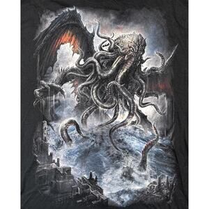 Spiral Direct T Shirt Men’s Sz XXL Black Kraken Sea Monster Gothic Double Sided